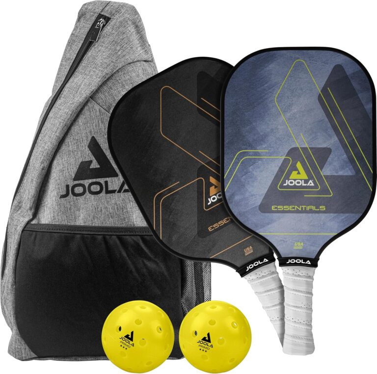 JOOLA Essentials Pickleball Paddles Set with Reinforced Fiberglass Surface and Honeycomb Polypropylene Core – Includes 2 Pickleball Rackets, 2 Pickleball Balls, and Sling Bag