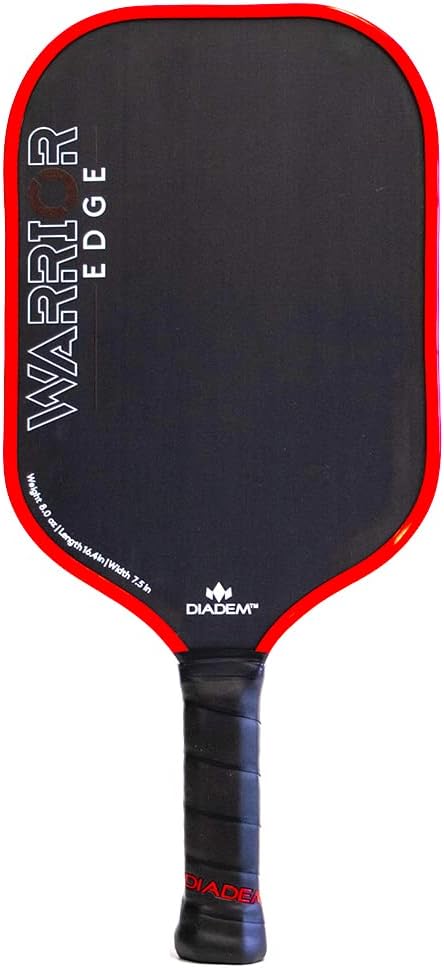 Diadem Warrior Edge Pickleball Paddle | Etched Carbon Face for Max Spin, 16mm Aero Guard, Comfort Max Grip, 16mm Honeycomb Core, Midweight 8oz | Indoor/Outdoor | USAPA Approved