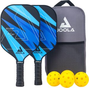 JOOLA Ben Johns Pickleball Set – Made with Reinforced Fiberglass and Honeycomb Polypropylene – Includes 2 Paddles, 4 Balls, and JOOLA Pickleball Bag