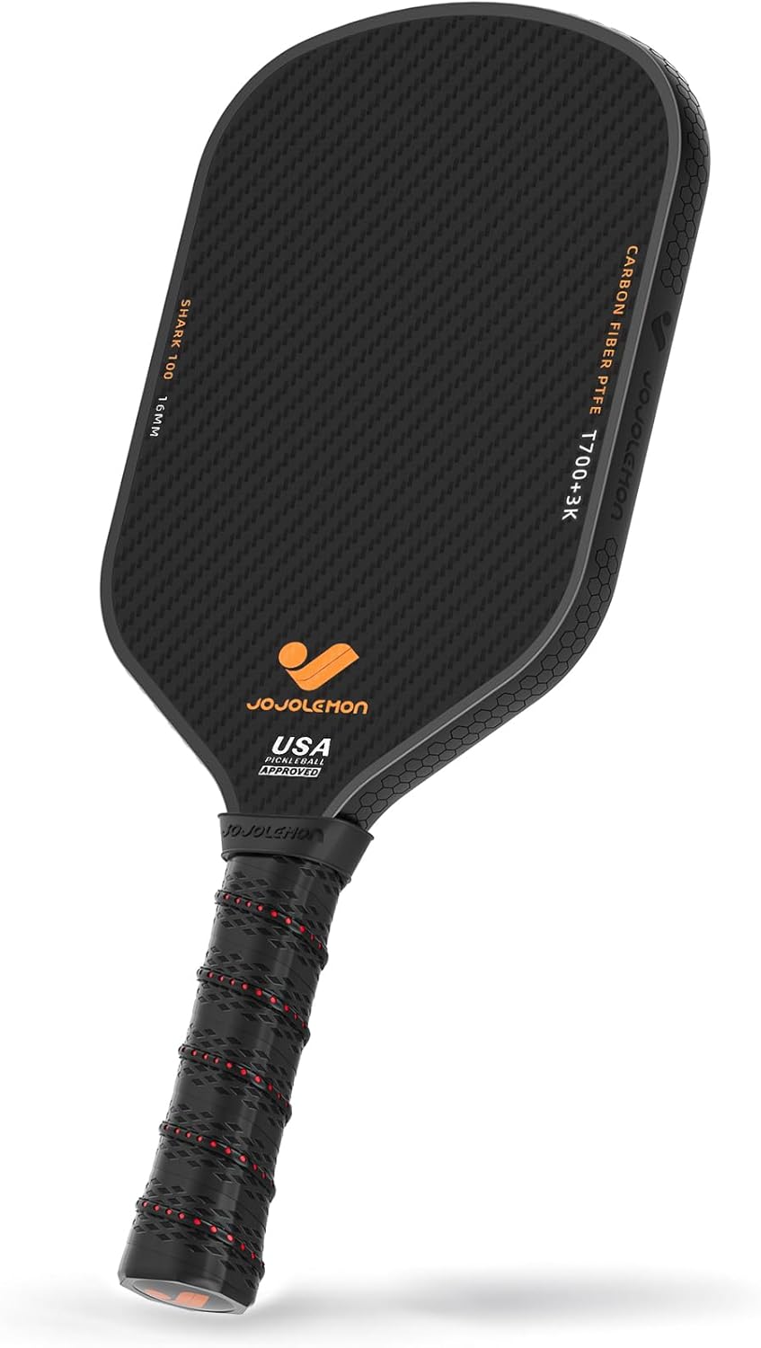 Pickleball Paddles, Carbon Fiber Pickleball Paddle with a 16mm Shark Power Polymer Core, The Pickleball Rackets Designed for Ultimate Spin & Consistency Pickleball Paddles, Carbon Fiber Pickleball Paddle with a 16mm Shark Power Polymer Core, The Pickleball Rackets Designed for Ultimate Spin & Consistency