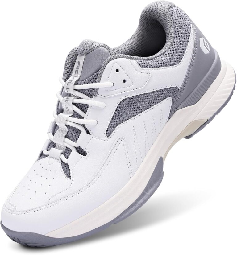 FitVille Men‘s Wide Pickleball Shoes All Court Tennis Shoes with Arch Support for Plantar Fasciitis