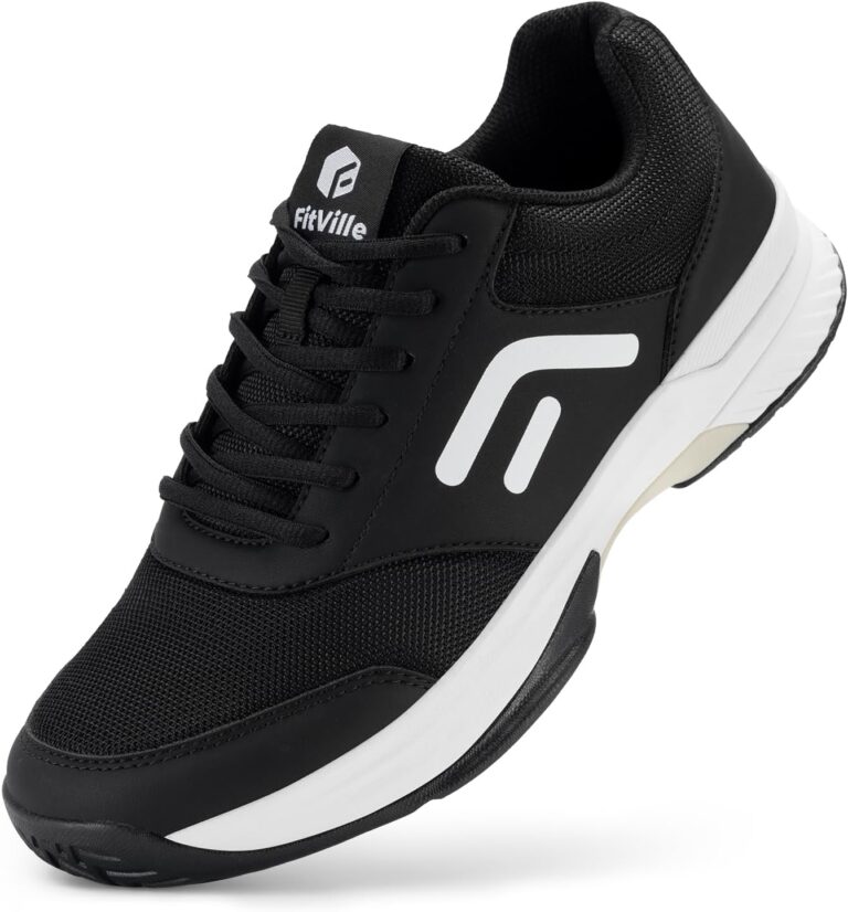 FitVille Wide & Extra Wide Pickleball Shoes Men Tennis Racquetball Squash Shoes for Men All Court with Arch Support-Tennis V3