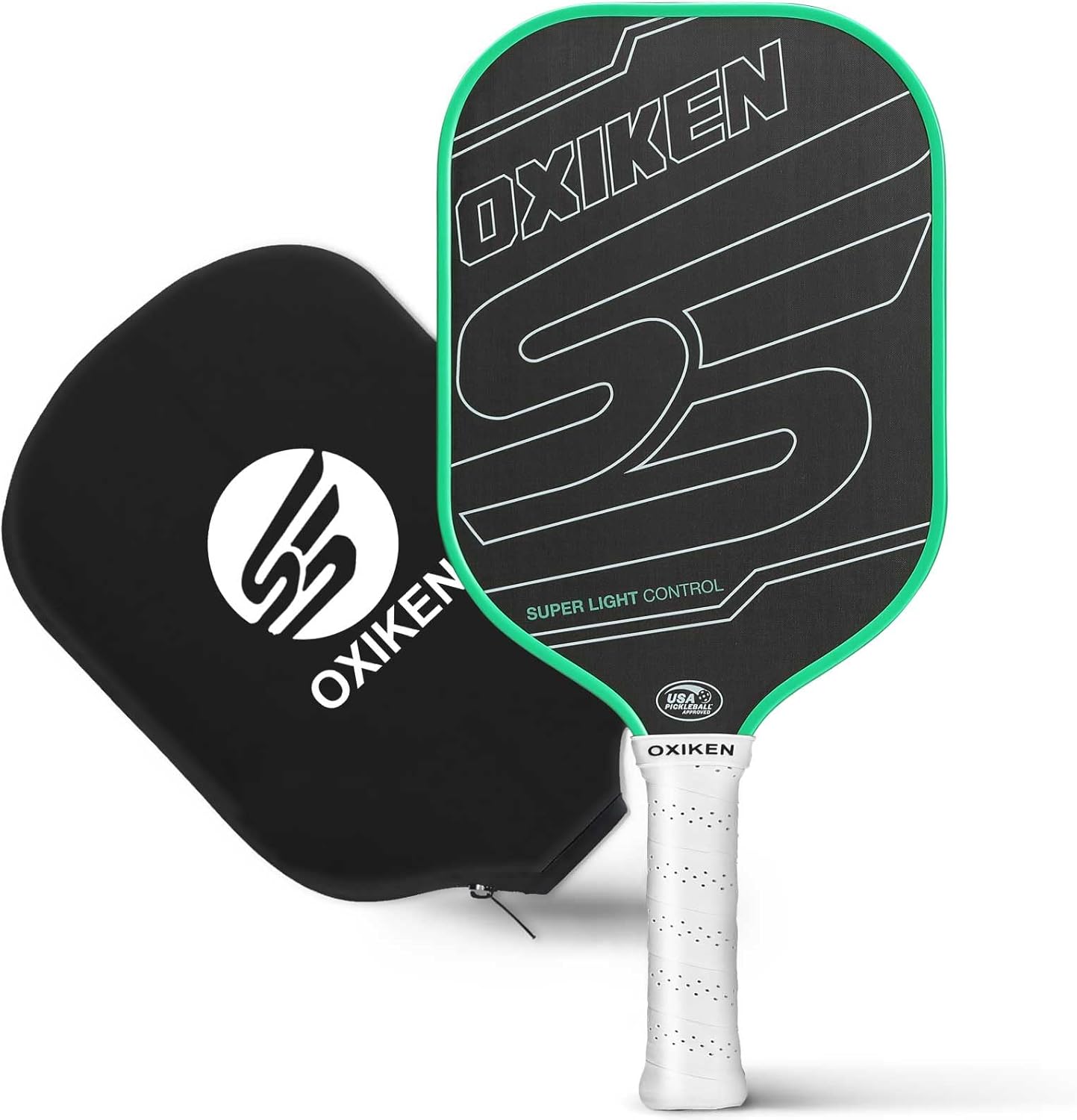 OXIKEN 16 mm Pickleball Paddles USAPA Approved T700 Carbon Fiber Surface (CFS) 8.3oz Pickle Paddle, Thermoformed High Grit & Spin, 5.5” Elongated Handle, Anti Slip Sweat Absorbing Grip with Cover Case OXIKEN 16 mm Pickleball Paddles USAPA Approved T700 Carbon Fiber Surface (CFS) 8.3oz Pickle Paddle, Thermoformed High Grit & Spin, 5.5” Elongated Handle, Anti Slip Sweat Absorbing Grip with Cover Case