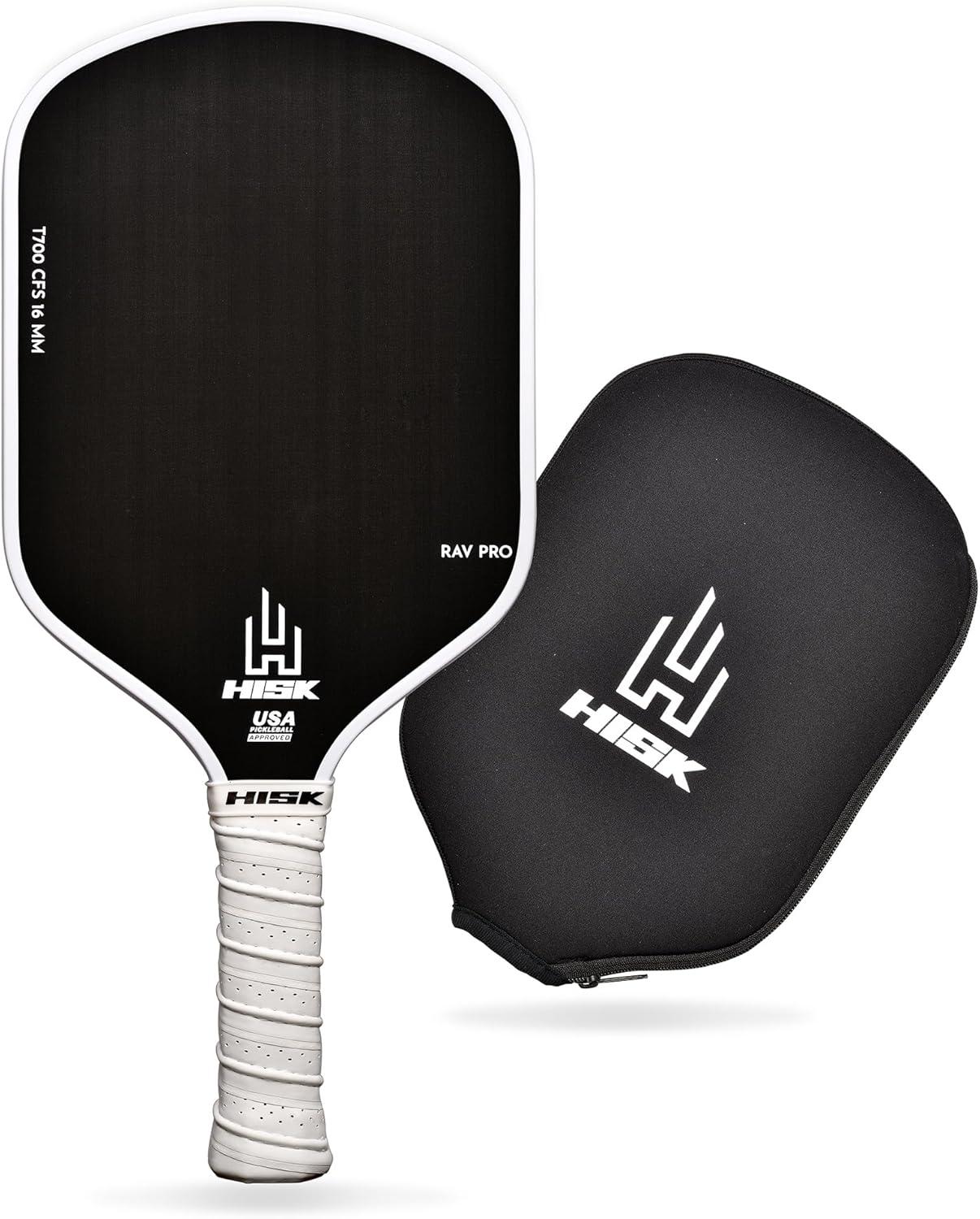 RAV PRO Pickleball Paddle – Ultimate HIGH END 16mm Japanese Toray T700 Raw Carbon Fiber CFS w/Excellent GRIT Roughness Texture, Aero Dynamic Curve, USAPA Approved, Non Slip Grip