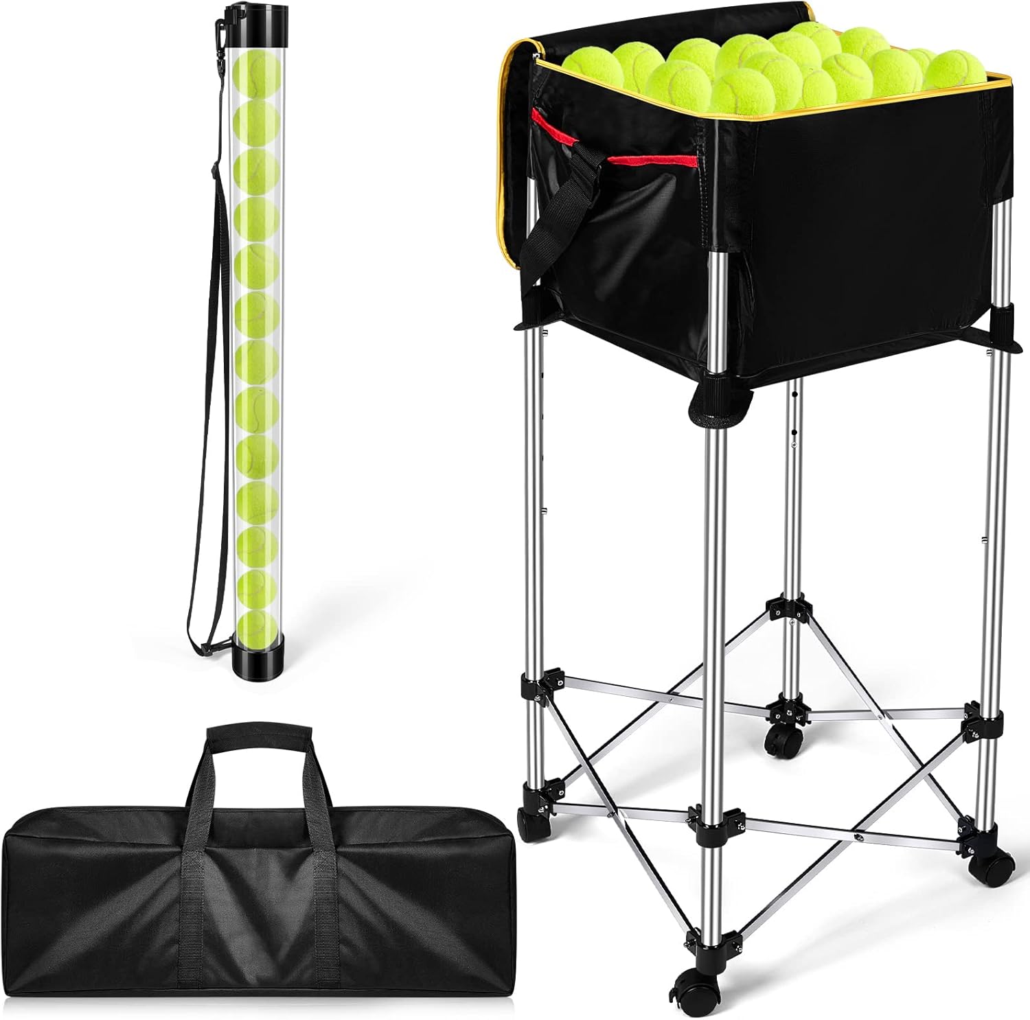 Deekin 2 Pcs Portable Ball Cart and Tennis Ball Pickup Collector Tennis Basket on Wheels with Storage Bag Tennis Ball Picker Upper Tennis Ball Tube Retriever for Baseball Storage (Medium Tube) Deekin 2 Pcs Portable Ball Cart and Tennis Ball Pickup Collector Tennis Basket on Wheels with Storage Bag Tennis Ball Picker Upper Tennis Ball Tube Retriever for Baseball Storage (Medium Tube)