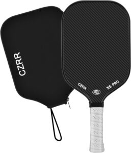 CZRR Pickleball Paddle, USA Pickleball Approved, 3K Raw Carbon Fiber Surface (CFS) High Grit & Spin, with 16MM Polypropylene Honeycomb Core, Ideal for Novice and Professional Players