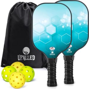USAPA Approved Fiberglass Pickleball Set – 2 Lightweight Paddles, 4 Balls, 1 Backpack, 2 Tape – Men & Women’s Gifts