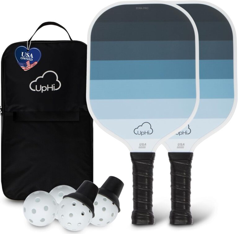 2025 USAPA Pickleball Paddles Set of 2 – Carbon Fiber Pickleball Paddles with High Grit Textured Surface – 2 Outdoor Balls, 2 Indoor Balls, 2 Ball Retrievers, Waterproof Case
