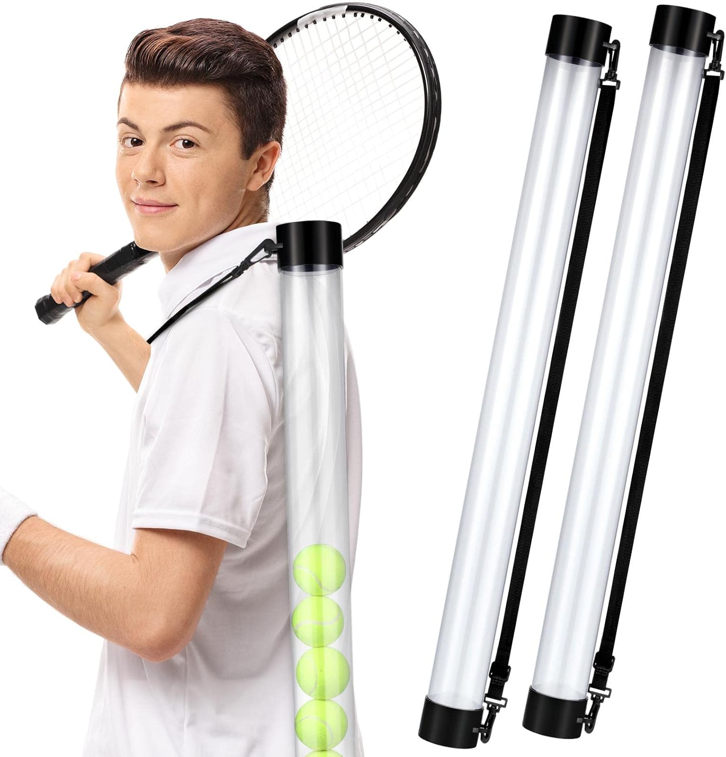 Lenwen 2 Pcs Tennis Ball Pick up Tube with Shoulder Strap Lightweight Collector Holder 15 Tennis Ball Picker Grabber Retriever Tube Carrier Lenwen 2 Pcs Tennis Ball Pick up Tube with Shoulder Strap Lightweight Collector Holder 15 Tennis Ball Picker Grabber Retriever Tube Carrier