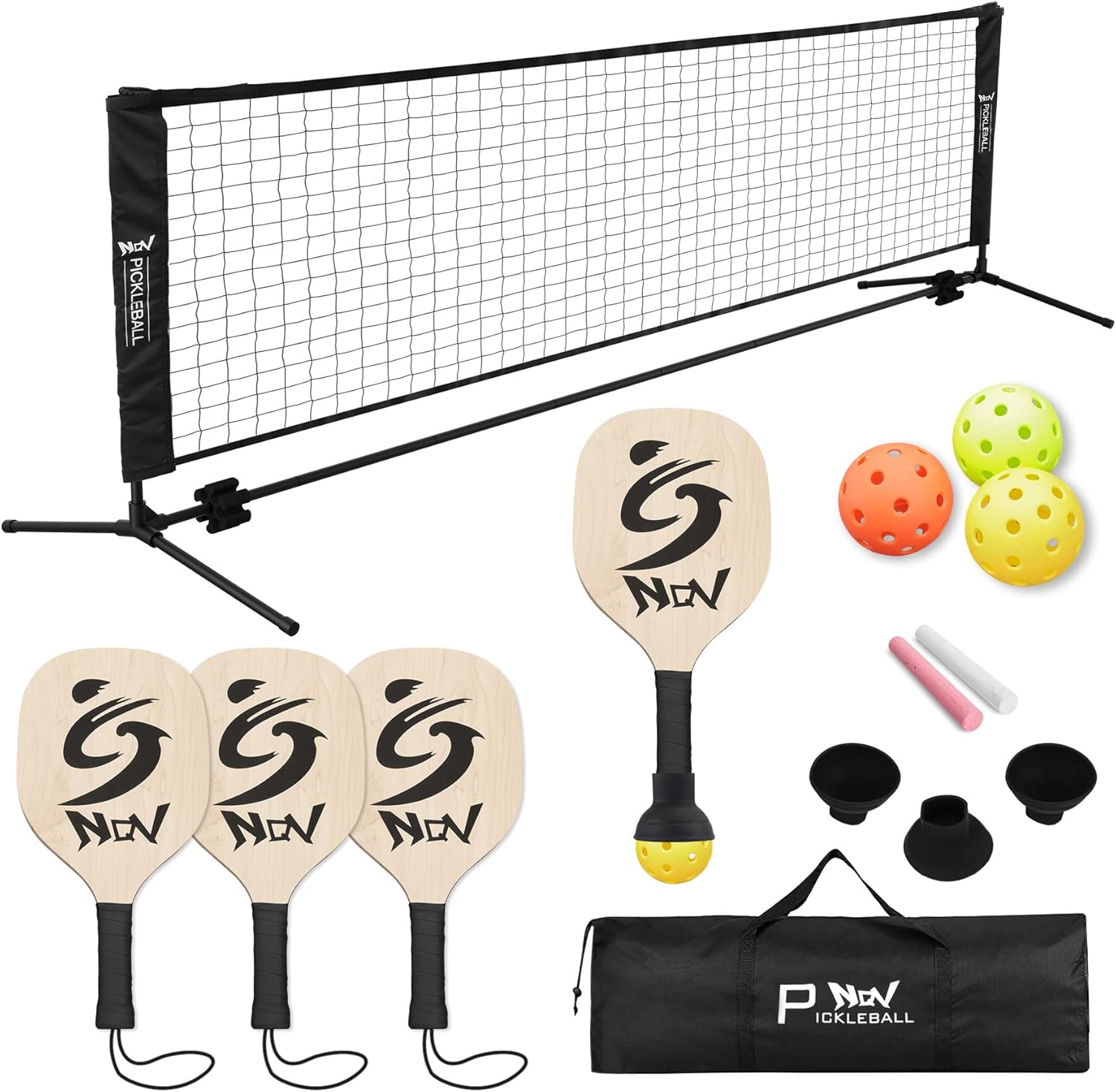 NQV Pickleball Set with Net-10FT Half Court Size Pickleball Net+Wood Pickleball Paddles+Pickle Balls+Ball Retrievers+Pickleball Court Marking Kit, Portable Driveway Outdoor Indoor for Beginners Pros NQV Pickleball Set with Net-10FT Half Court Size Pickleball Net+Wood Pickleball Paddles+Pickle Balls+Ball Retrievers+Pickleball Court Marking Kit, Portable Driveway Outdoor Indoor for Beginners Pros