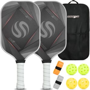 Pickleball Paddles Set,T700 Carbon Fiber Light Weight 16MM Pickleball Rackets with Balls and Grip Tapes Bag for Beginner to Advanced Elite Series