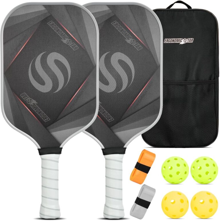 Pickleball Paddles Set,T700 Carbon Fiber Light Weight 16MM Pickleball Rackets with Balls and Grip Tapes Bag for Beginner to Advanced Elite Series Pickleball Paddles Set,T700 Carbon Fiber Light Weight 16MM Pickleball Rackets with Balls and Grip Tapes Bag for Beginner to Advanced Elite Series