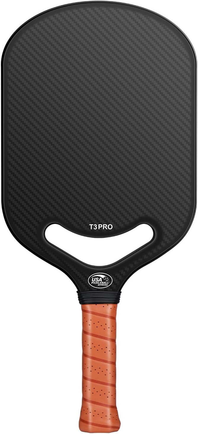 Carbon Fiber Pickleball Paddle with Aero Throat, USAPA Approved Pickleball Racket for Power & Control, Polymer Honeycomb Core, Textured Carbon Grit Surface, Pickle Ball Paddles
