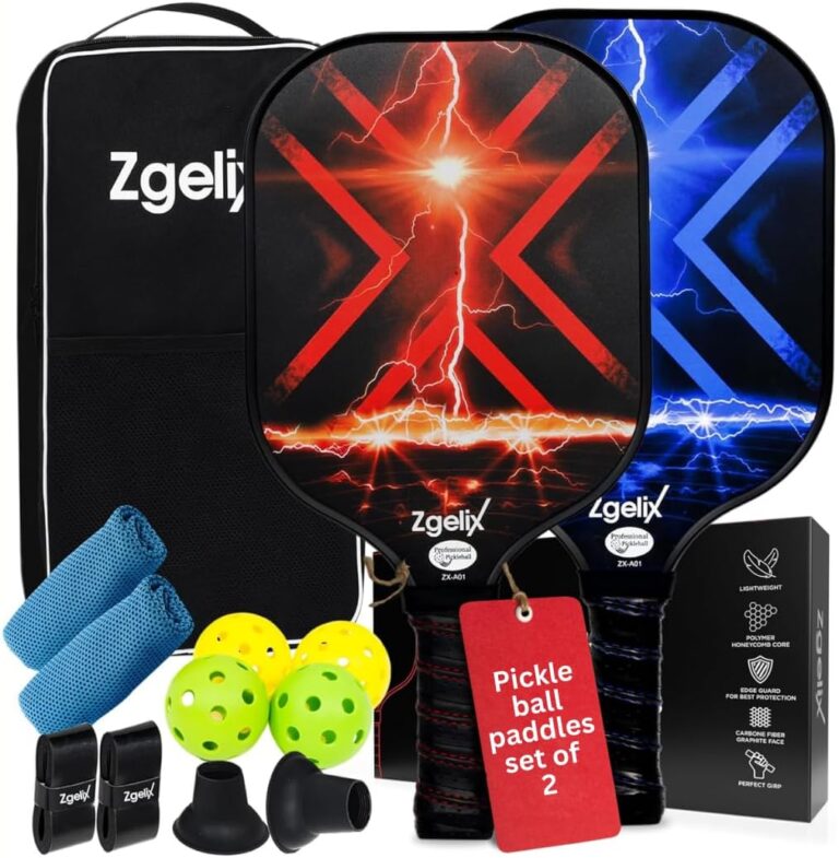 Pickleball Paddles Set – Lightweight Fiberglass Paddles (7.88 Oz) with Sweat-Absorbing Anti-Slip Grip – Complete Set with Balls, Cooling Towels, Grip Tape, Ball Retrievers & Durable Carry Bag Pickleball Paddles Set – Lightweight Fiberglass Paddles (7.88 Oz) with Sweat-Absorbing Anti-Slip Grip – Complete Set with Balls, Cooling Towels, Grip Tape, Ball Retrievers & Durable Carry Bag