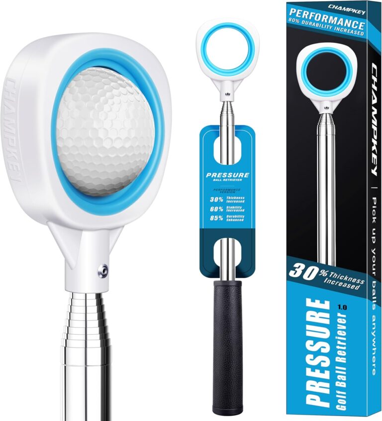 CHAMPKEY Pressure Golf Ball Retriever Performance Version – Thicken Stainless Steel Shaft with Rubber Grip Golf Retriever – Available in 9Ft / 12Ft / 14.5Ft / 16.3Ft (12FT)